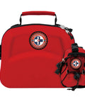 Red Be Smart Get Prepared emergency first aid kit bag with mini kit; 2-piece set.