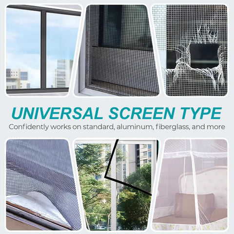 Easy Patch Screen Repair Tape Self Adhesive Mesh Patch For Tiny Holes Heavy Duty Window Screen Repair Quick Fix For Home Bedroom Living Room Bathroom Kitchen Apartment Dorm Office Or Garage shown installed on various window types