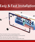 Installation guide for American Flag License Plate Frame Stainless Steel Holder With Screws Patriotic Style For Cars Trucks SUVs
