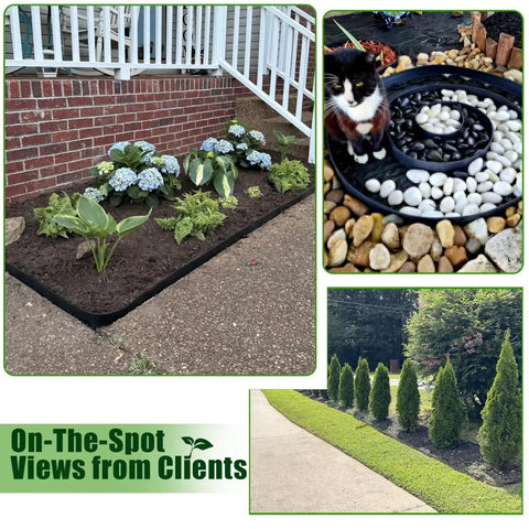 60 Foot Plastic Landscape Edging No Dig Black Lawn Border With 72 Stakes creating neat garden edges and walkway borders