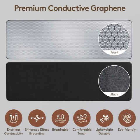 Graphene Grounding Mat For King Bed, showing front and back view with conductive graphene texture, enhances sleep and stress relief.