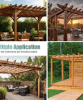 Wood pergola structures showing usage of 30 Pack Heavy Duty Hurricane Ties Black Powder Coated For Wood Sheds Roofs And Framing in gardens.