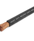 Close-up of 2/0 Gauge Premium Extra Flexible Welding Cable 600 Volt Black 20 Feet Made In USA Heavy Duty Pro Grade Flexible Copper Conductors