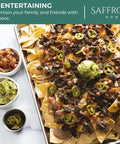 Heavy Duty Aluminum Half Sheet Pan With Stainless Steel Cooling Rack Set, 13x18 Inches, topped with nachos and guacamole