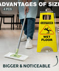 Bright Caution Wet Floor Sign 24 Inch Folding A Frame Double Sided 4 Pack Portable Safety Sign For Busy Walkways High Visibility Yellow Indoor Use Ideal For Commercial Kitchens Hospitals Warehouses And Schools, 4 pcs