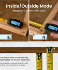 Super Handy 16 Ft Digital Tape Measure With 6 Metric And Imperial Units showing inside and outside mode in action