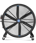 Built Heavy 79 Portable Industrial Fan Kicks Your Space Into Gear For Warehouse Gym Or Shop, large black rolling floor blower.