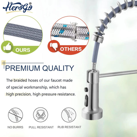 Kitchen Faucet With Pull Down Sprayer Brushed Nickel Built To Last Commercial Grade Stainless Steel Single Handle Pull Out Sprayer Deck Plate Included For Utility Farmhouse Kitchen Laundry RV