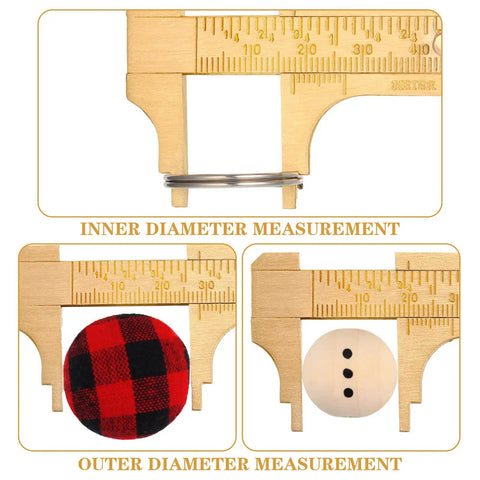Brass Vernier Caliper Pocket Caliper Set With Double Scale mm And Inch measuring inner and outer diameters in jewelry making.