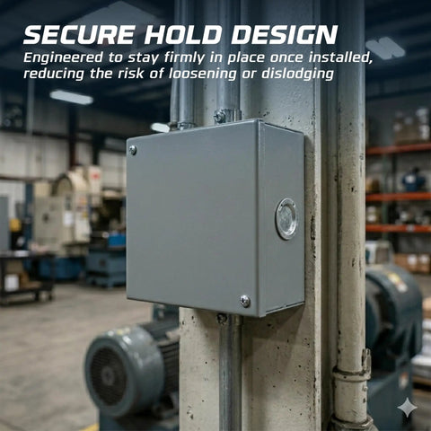 Heavy Duty Snap In Knockout Seals For Electrical Boxes Zinc Plated Steel Enclosure Plugs 1 1/4 Inch 25 Pack mounted on wall for secure wire management.