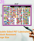World Flags Poster Laminated 17x24 Inch Dry Erase Chart For Geography Classroom And Home School Decor with hand holding marker
