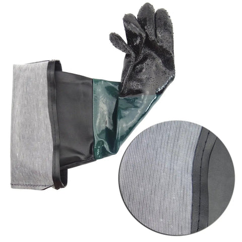 Heavy Duty 23 Point 6 Inch Rubber Sandblast Cabinet Gloves For Sandblasting And Abrasive Cabinets with gray interlock lining