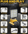 Beast Cordless LED Work Light With 112W 11200LM Output, Pivoting Head At 140 Degrees, Dewalt 20V Compatible, USB Ports