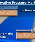 Undermount Drawer Slide Jig For Cabinet Hardware Installation illustrating pressure-marking process, no clamps or drills needed.