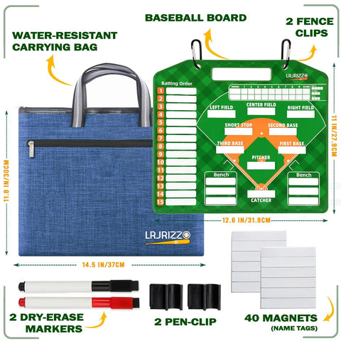 Baseball Lineup Board for Dugout with Movable Lineup Cards and Marker Clipboard Must Have Coach Gear for Baseball and Softball