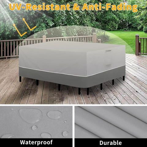 Rectangle Patio Furniture Cover For Outdoor Tables And Chairs 110 By 84 Inches Heavy Duty All Weather Waterproof And UV Resistant