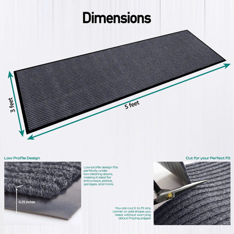 No Nonsense Heavy Duty 3 X 5 Foot Rubber Border Commercial Floor Mat For High Traffic Entrances Waterproof Low Profile Door Rug