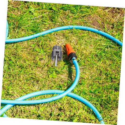 Uonlytech 3Pc Pipe Threading Tool Kit For Pvc Pipes Internal External Thread Cutter on grass next to a blue hose.