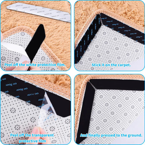 4 Pack Anti Slip Carpet Tape Adhesive Non Slip Pads For Carpets And Rugs In Living Room Kitchen Bathroom installation steps