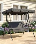 Three Seat Outdoor Patio Swing Chair With Removable Cushions, Steel Frame Stand, And Adjustable Tilt Canopy for patio