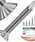 Close-up of 110 Pcs Number Eight Self Tapping Screws Kit For Metal With Serrated Flat Head Self Drilling Screws 410 Stainless Steel