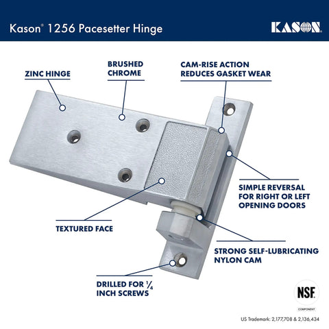 Heavy Duty Textured Brushed Chrome Hinge Replacement For Commercial Kitchen Equipment OEM Part 1256 000004 with zinc hinge