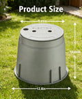 Hella Durable Ten Inch Underground Electrical Junction Box With Easy Remove Lid For Outdoor Wire Splices And In Ground Circuit Connections Built Tough Solid Polyethylene on grass showing dimensions.