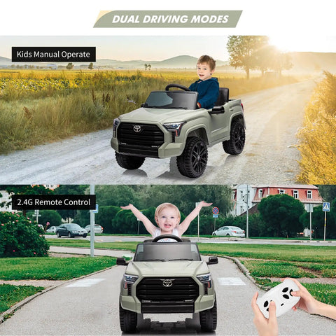 12V Licensed Toyota Tundra Ride On Truck For Kids With Remote Control Battery Powered Toy Car Realistic Off Road Look Safe Parental Control Durable Outdoor Kids Vehicle For Boys And Girls, dual driving modes