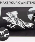 Black 12x12 in PET stencil sheets, 7.5 mil, 20-pack with white bird stencil design