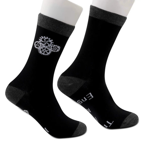 Two Pairs Funny Engineer Socks Gift Set For Men And Women Featuring Trust Me Im An Engineer Science And Engineering Theme Perfect Graduation Gift For Engineers And STEM Lovers, black socks with engineering design.