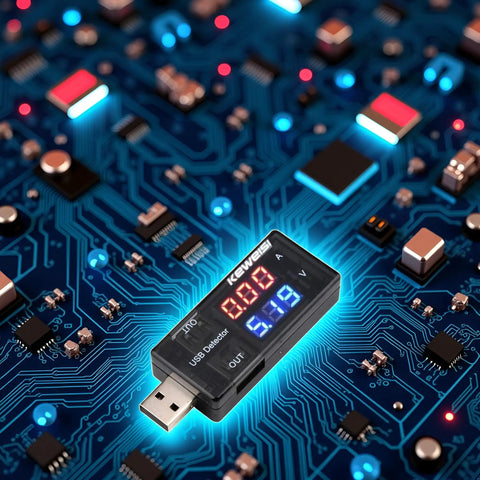USB Power Meter And Current Tester For 3 To 9V 0 To 5A With LCD Display Voltage Detector on circuit board
