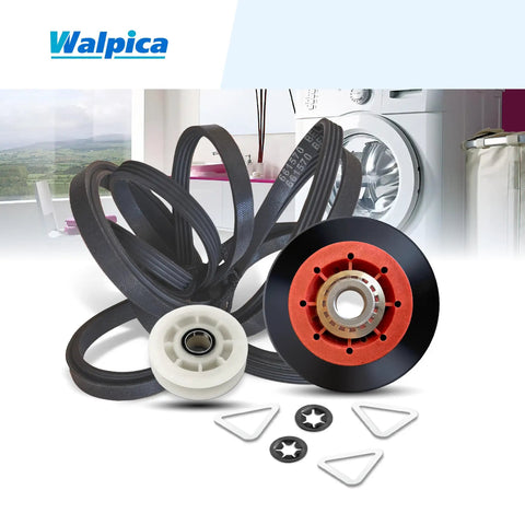 Dryer Repair Kit with Belt and Idler Pulley 4392067 W10837240, drum rollers, and parts for Cabrio Duet Maytag Kenmore.