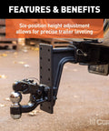 Two And A Half Inch Receiver Mount For Beefed Up Pintle Hook And Ball And Pintle Combos With Six Position Height Adjustment