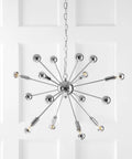 Chrome 8 Light Sputnik Chandelier, Adjustable Height Hanging Fixture For Living Room, Dining Room, And Bedroom, Modern Transitional Style