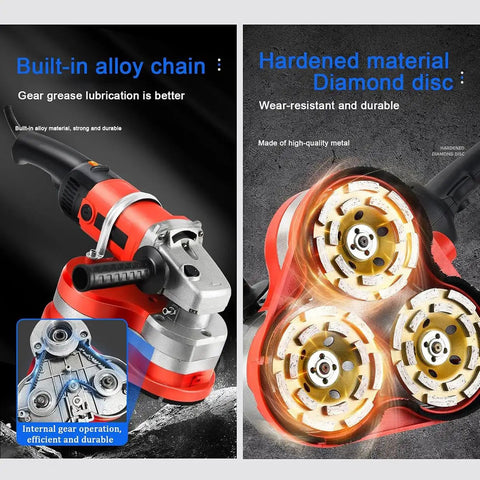 3000W Electric Angle Grinder And Concrete Floor Polisher Variable Speed with alloy chain and diamond disc for tough grinding.