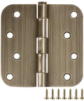 Built Thick Steel Interior Door Hinges Four Inch Antique Brass Finish Three Pack With Removable Pin For Smooth Daily Swinging And No Hassle Residential Installation close-up of hinge with screws