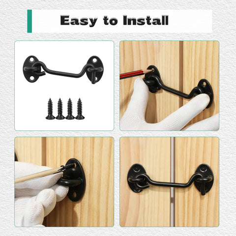 Four Inch Hook And Eye Door Latch Tough As Nails Heavy Duty Stainless Steel Black Finish Gate Latch For Barn Doors Shed Cabins