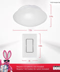 Cordless LED Ceiling Light With Wireless Remote Control 300 Lumens Of Diffused Bright White Light No Wiring Needed Energy Efficient Fixture With Dimensions