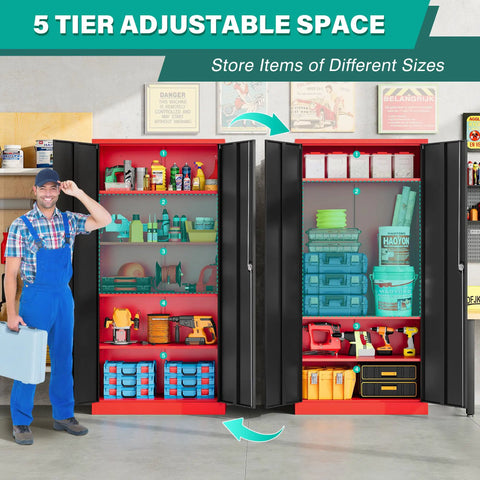 Heavy Duty Metal Storage Cabinet With Locking Doors 72 Inch Tall Wide And Deep Garage Organizer With Adjustable Shelves