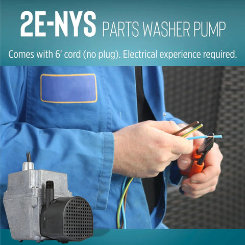 Submersible Parts Washer Pump 115 Volt 1/40 HP 300 GPH Cast Aluminum Oil-Filled shown with installation wires