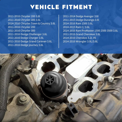 Beefed Up Aluminum Engine Oil Filter Housing With Oil Cooler installed in Dodge vehicle engine