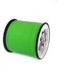Green spool of Beefy Double Jacketed 100 Percent UHMWPE Spearfishing Reel Line With Wishbones One Point Nine Millimeter 680 Lbs 175 Ft
