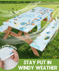 Waterproof Picnic Table Cover With Bench Covers Set Includes 1 Table Cover And 2 Bench Covers Fits 72 Inch Tables And 72 Inch Benches