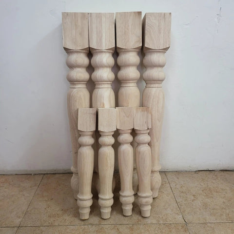 Unfinished Rubber Wood Farmhouse Table Legs Set Of 4 16 Inch Dining Table Supports Easy To Paint Any Color You Want Durable Furniture Feet