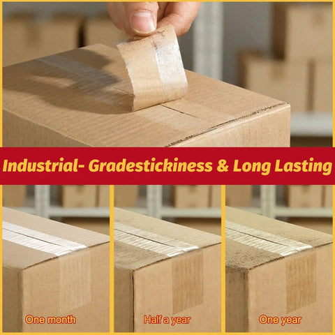 Heavy Duty Packing Tape For Moving Boxes 6 Rolls Clear With Dispenser And Utility Knife 1.89 Inch By 65 Yard Each Roll 390 Yards Total Ideal For Mailing And Moving application on cardboard box