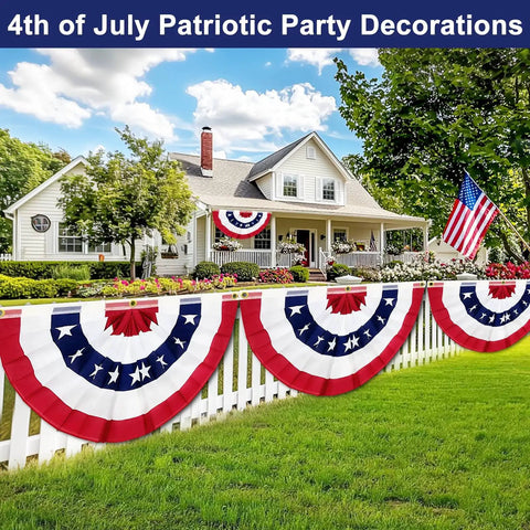 Four Pack 3x6 Ft Extra Large American Flags For Outdoors With Brass Grommets Fourth Of July Decor Red White Blue Pleated Fan