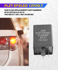 EP27 5 Pin LED Flasher Relay for Turn Signals No More Flicker, shown with car using indicator, durable ABS body