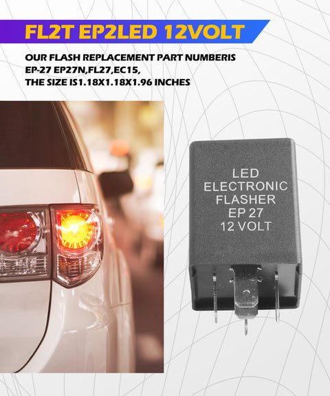 EP27 5 Pin LED Flasher Relay for Turn Signals No More Flicker, shown with car using indicator, durable ABS body