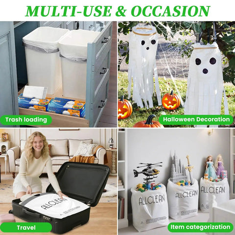15 Gallon Tall Kitchen Trash Bags With Beefy Drawstring Handles two-layer thick extra strong and leak proof use variety
