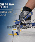 Hand using tool for LASH Tile Leveling System Part A Clips For One Sixteenth Inch Grout 1000 Pack Level Align Space And Hold Tiles